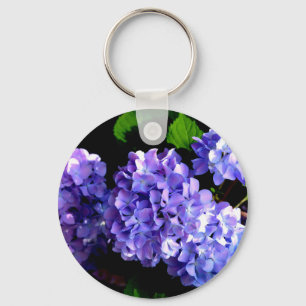 Blommigt av lila blåblomma, Periwinkle hydrangeas Nyckelring