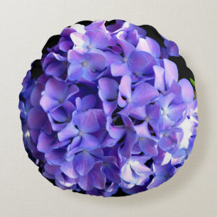 Blommigt av lila blåblomma, Periwinkle hydrangeas Rund Kudde