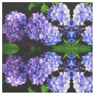 Blommigt av lila blåblomma, Periwinkle hydrangeas Tyg