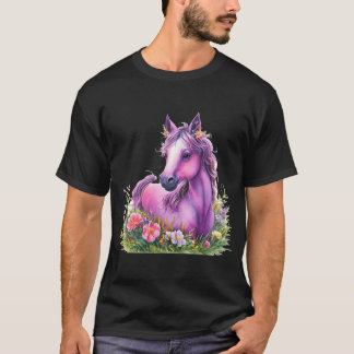 blommigt av lila häst - hästälskare T - rid Shirt