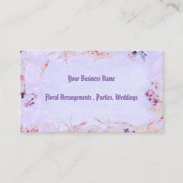 blommigt av lila lavender rosa mod  visitkort (Framsida)