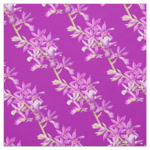 blommigt av lila orchid vattenfärgsblomma tyg