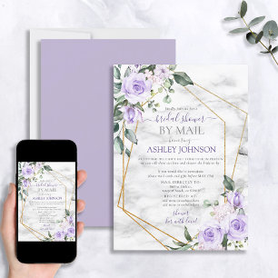 Blommigt av Lilac Lavender Guld Marble Shower by M Inbjudningar