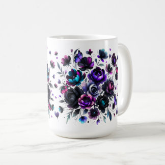 Blommigt av ljusa och Mörk Fantasy med Butterflies Kaffemugg