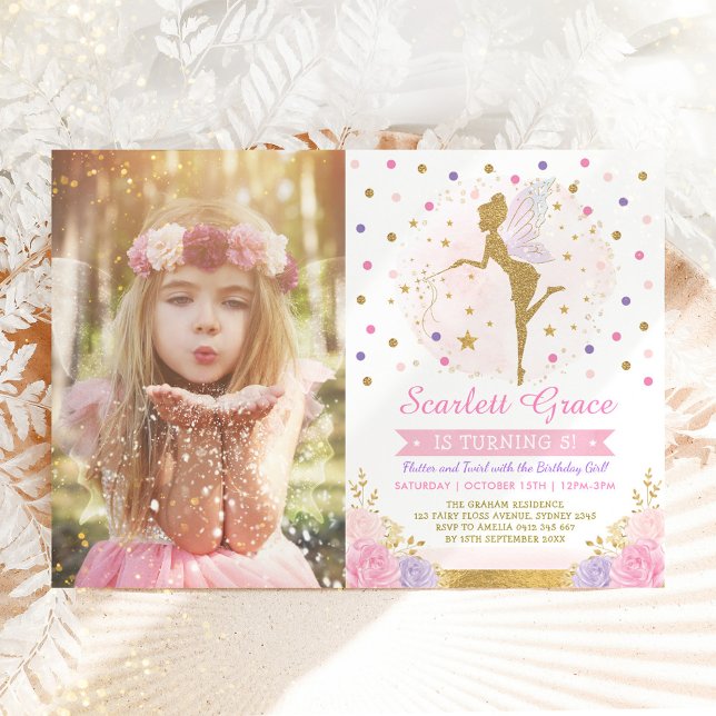 Blommigt av magisk fairy Pixie-damm, konfetti föde Inbjudningar (Skapare uppladdad)