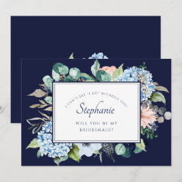 Blommigt av marin vattenfärg Blue Hydrangea Brides Inbjudningar