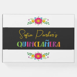 Blommigt av mexikanska färgstarka Fiesta Quinceañe Gästböcker