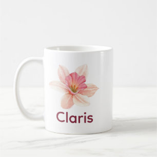 Blommigt av minimal Elegant vacker Rosa Lily Namn Kaffemugg