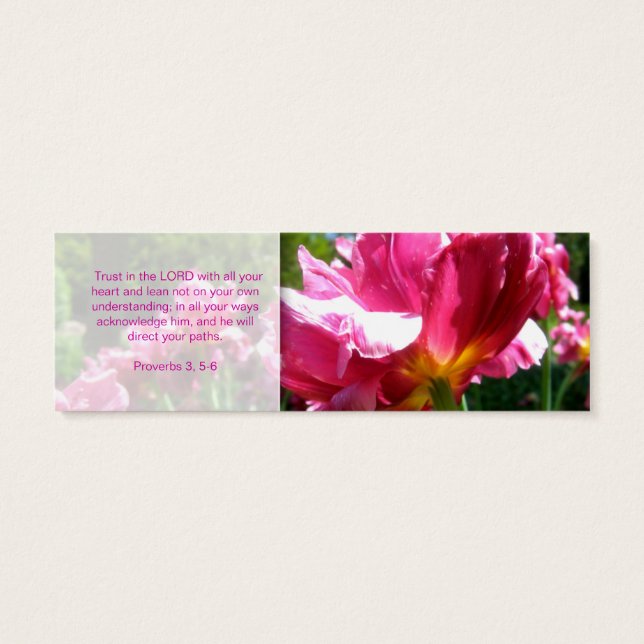 Blommigt av minneskort Foto Rosa tulip Bookmark Litet Visitkort (Baksidan)