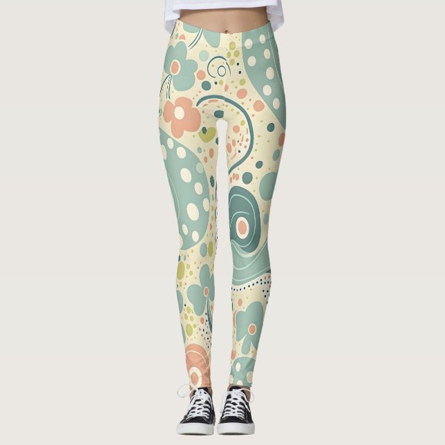 Blommigt av modern Elegant Färgformer för Snyggt Leggings (Framsida)