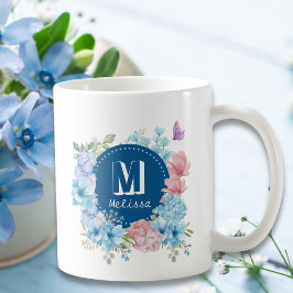 Blommigt av mousserande modern Lila Blue Watercolo Kaffemugg