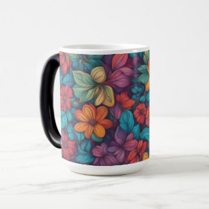 Blommigt av orange Blue Lila Abstrakt - Magisk Mugg
