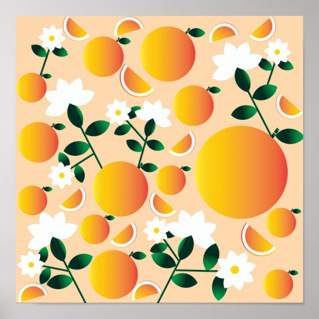 blommigt av orange citrus poster (Framsidan)