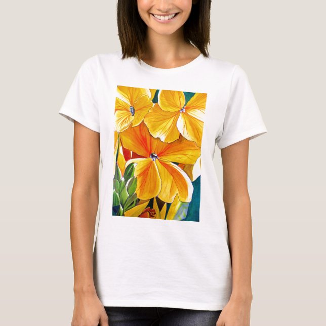 Blommigt av originalvattenfärg för vallblommor tee shirt (Framsida)