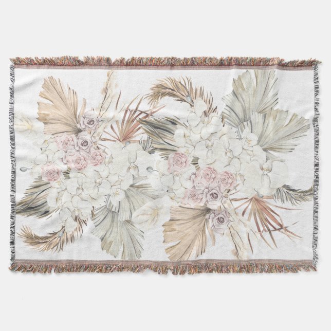 Blommigt av Pampas-torkad gräs, Tropical Jungle Filt (Framsidan)