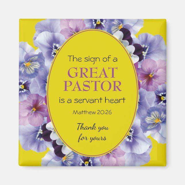 BLOMMIGT AV PASTOR APPRECIATION SERVANT Gult Magnet (Framsidan)