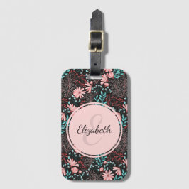 Blommigt av personligens Rosa och Mörk Bagagebricka