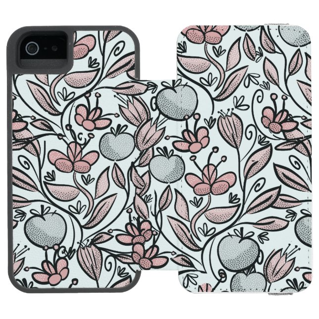 Blommigt av popkonst incipio iPhone wallet skal (Folio Öppen)