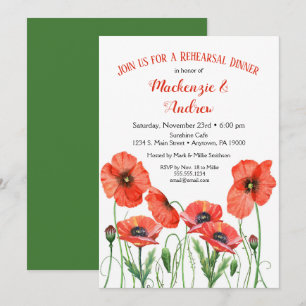 Blommigt av poppies - repetition Dinner Brunch-inb Inbjudningar