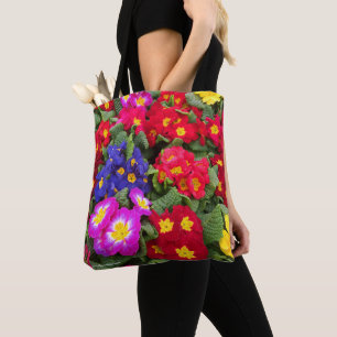 Blommigt av primulas, färgad, Springtime Tygkasse