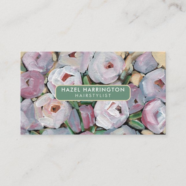 Blommigt av QR-kod för digital skannerbar Abstrakt Visitkort (Framsida)