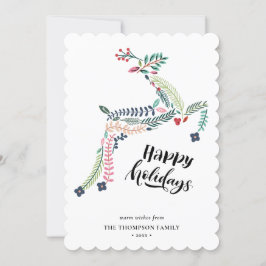 Blommigt av renar | Poinsettia Gräs Bough Lycklig Julkort