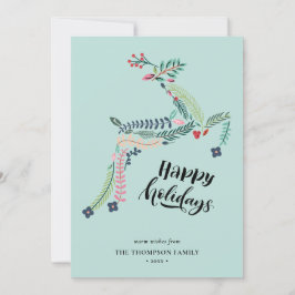 Blommigt av renar | Poinsettia Gräs Bough Lycklig Julkort