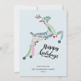 Blommigt av renar | Poinsettia Gräs Bough Lycklig Julkort