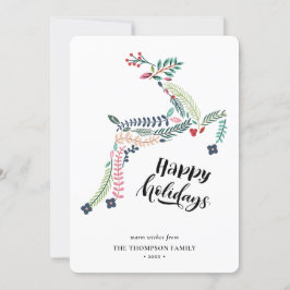 Blommigt av renar | Poinsettia Gräs Bough Lycklig Julkort