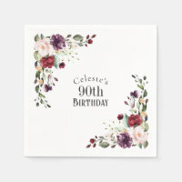 Blommigt av röd  och Lila Elegant 90:e födelsedag