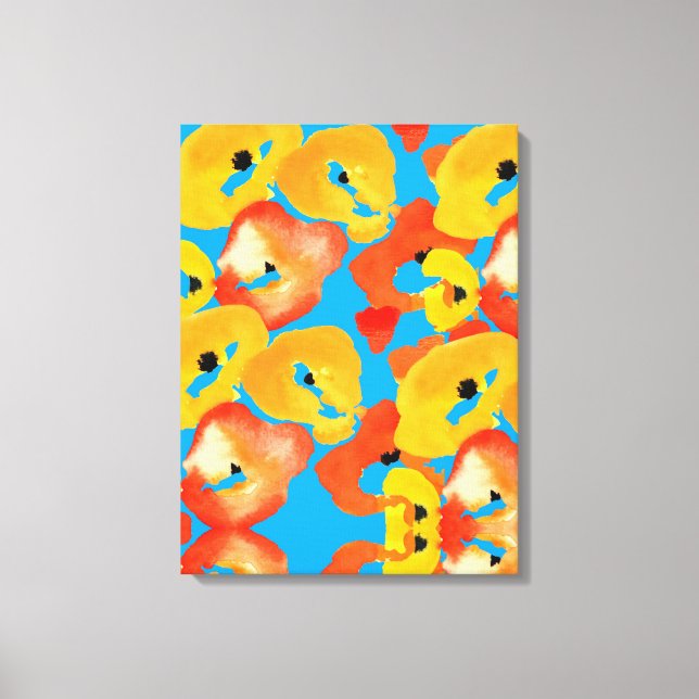 Blommigt av rödspätta och orange canvastryck (Framsida)