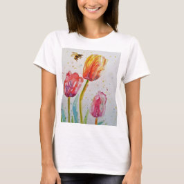 Blommigt av rörben, färgsfärg Womens T-fartyg T Shirt