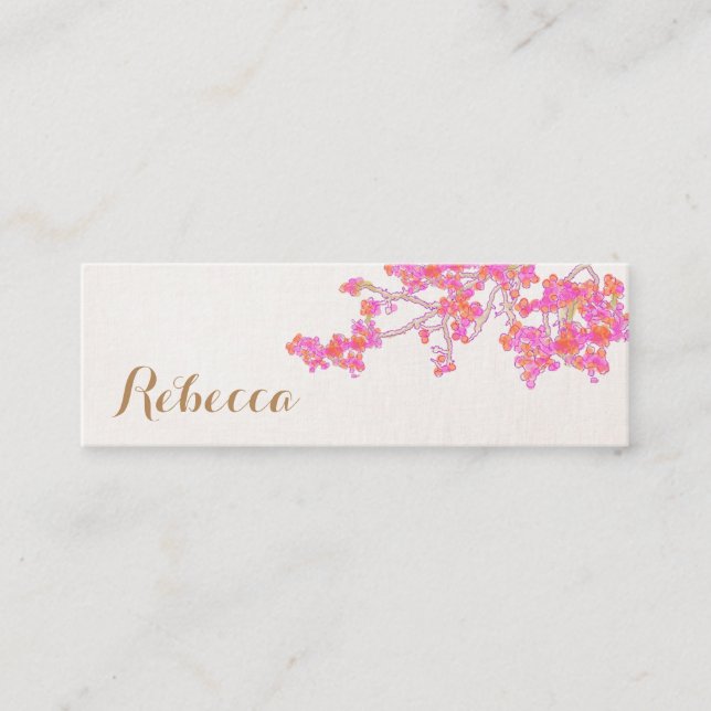 Blommigt av Rosa Cherry Blommar Mini Visitkort (Framsida)