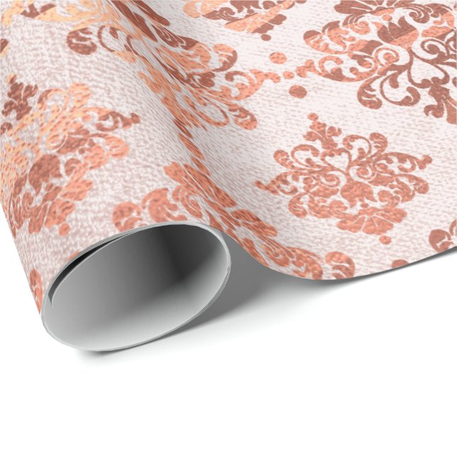 Blommigt av Rosa Copper Black Metallic Royal Presentpapper (Rullad Hörn)