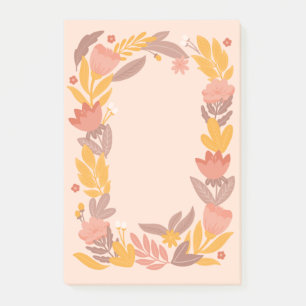 Blommigt av rosa gult i trädgård. Botaniska blommo Post-it Block