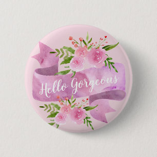 Blommigt av Rosa Hej av av Söt Chic Knapp