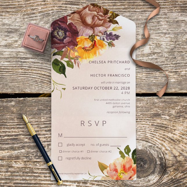 Blommigt av Rustic Fall Burgundy & Gult Tan Middag (Skapare uppladdad)