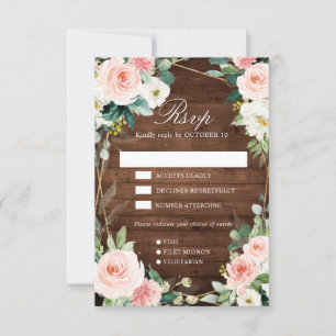Blommigt av Rustic Wood Geometric Botanical OSA Kort