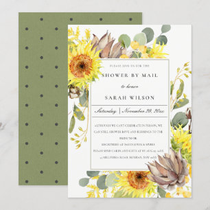 Blommigt AV RUSTISK SUNFLOWER EUCALYPTUS I POST Inbjudningar