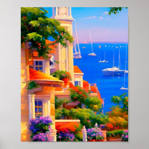 Blommigt av Sailboat-konst i San Francisco Bay Poster