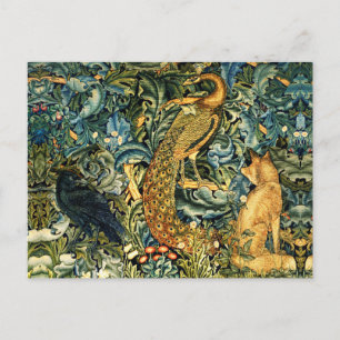 BLOMMIGT AV SKOGSDJUR, PEACOCK OCH FOX-GRÖNT HELG VYKORT