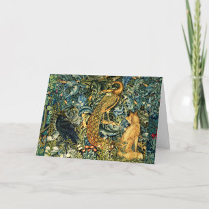 BLOMMIGT AV SKOGSDJUR, PEACOCK OCH FOX-GRÖNT HELGKORT