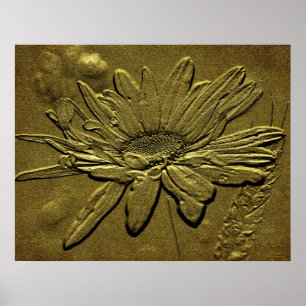 Blommigt av skulpterad Golden Daisy Poster