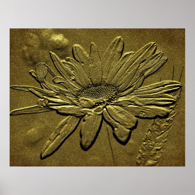 Blommigt av skulpterad Golden Daisy Poster (Framsidan)