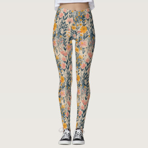 Blommigt av solbelyst ängsskorpa leggings