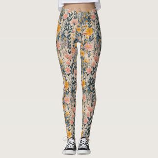 Blommigt av solbelyst ängsskorpa leggings