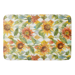 Blommigt av solblommor, vattenfärg badrumsmatta
