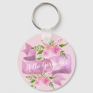 Blommigt av Söt Chic Rosa Hej Gorgous Nyckelring