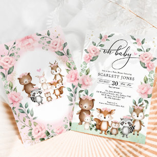Blommigt av sötland Greenery Baby Shower Inbjudningar
