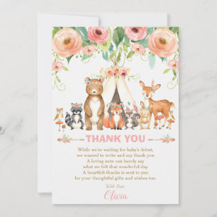 Blommigt av stamdjur för Rosa Woodland Animals Bab Tack Kort